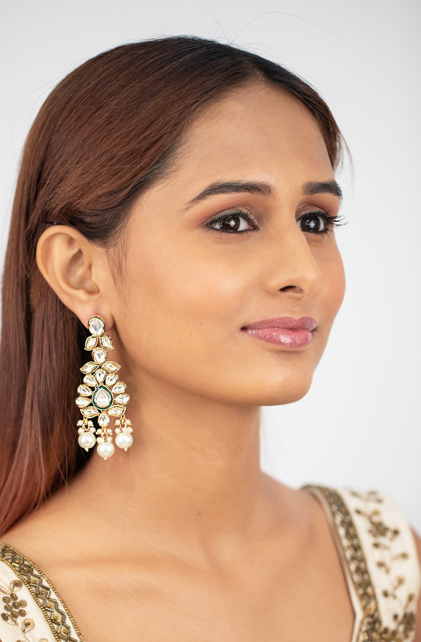 Kundan Dangler Long Earrings