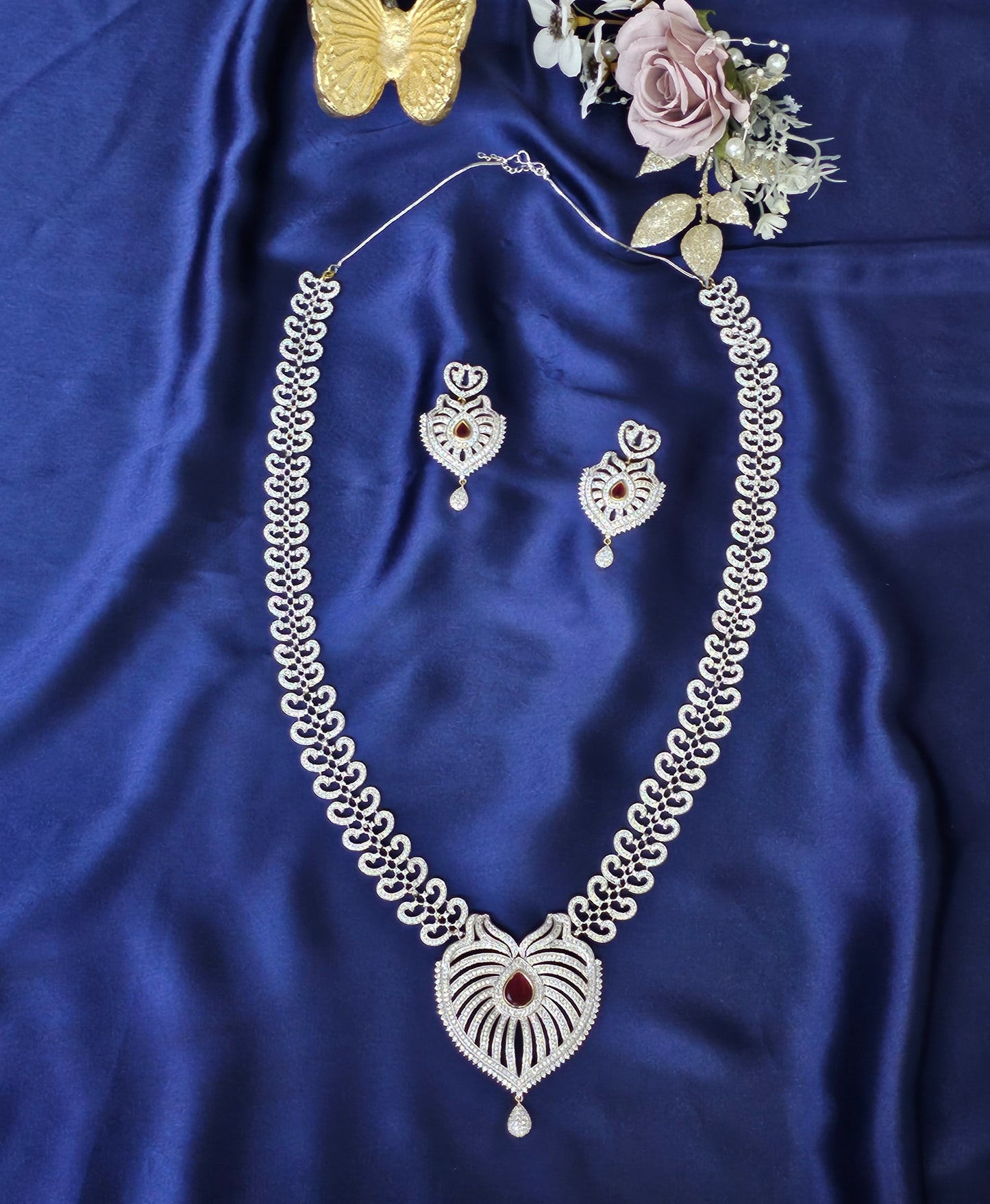 Regina long Diamond Necklace Set