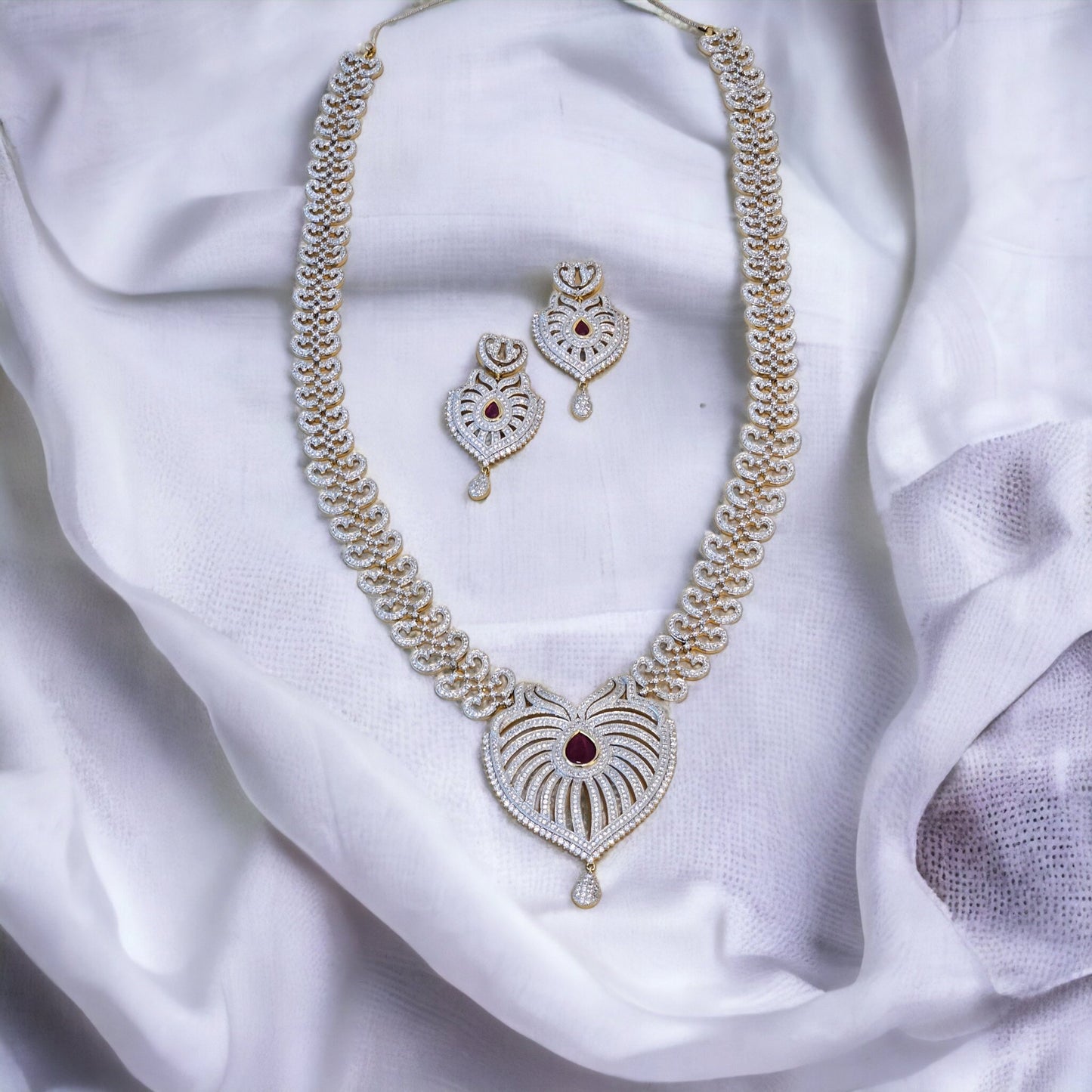 Regina long Diamond Necklace Set