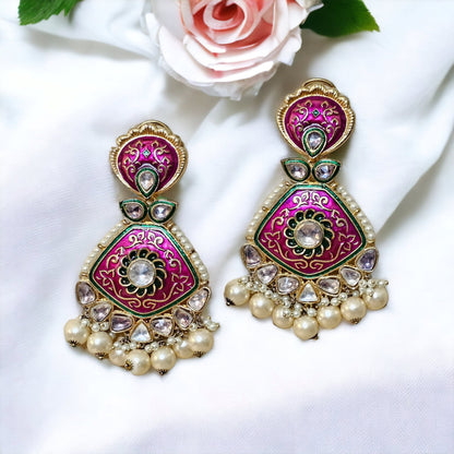 Enamel Polki Kundan Earring