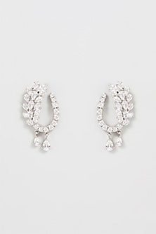 White Finish Swarovski Zirconia Dangler Earrings In Sterling Silver