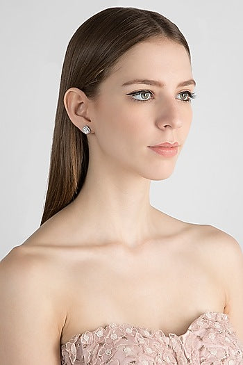 White Finish Swarovski Earrings