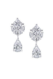 White Finish Mix-Cut Swarovski Zirconia Dangler Earrings In Sterling Silver