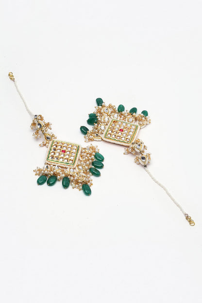 Kundan Dangler Earrings With Ear Chain 
