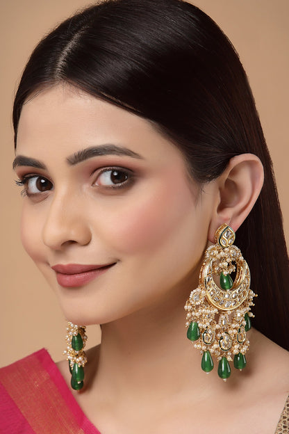 Kundan & Bead Drop Earrings 
