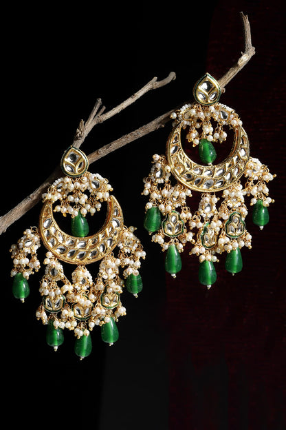 Kundan & Bead Drop Earrings 
