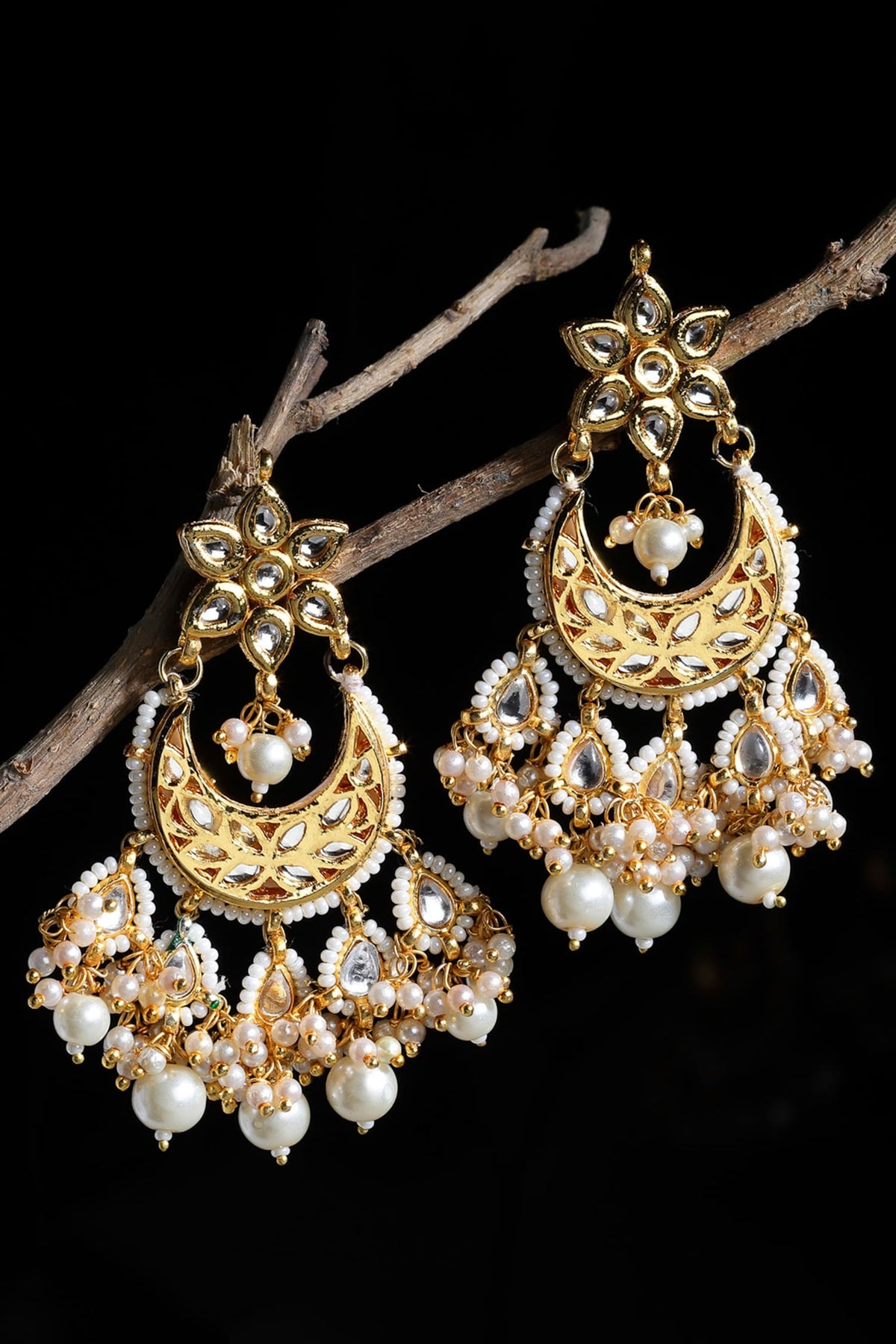 Kundan & Bead Drop Earrings 
