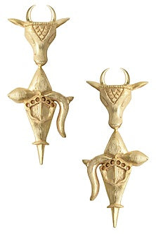 Gold Finish Holy Cow Weapon Earrings