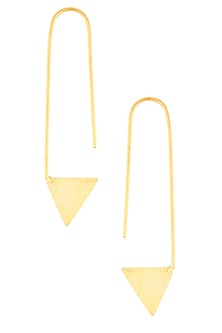 Gold Finish Triangular Drop Hook Earrings