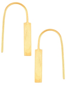 Gold Finish Line Hook Earrings