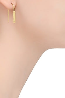 Gold Finish Line Hook Earrings