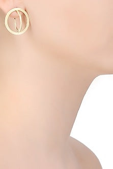 Gold Finish Orbit Stud Earrings