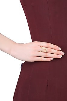 Gold Finish Adjustable Geometric Design Ring