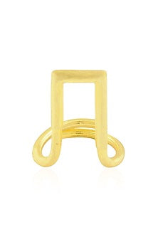 Gold Finish Adjustable Geometric Design Ring