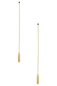 Gold Plated Line Chain Long Earrings