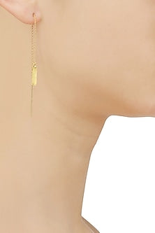 Gold Plated Line Chain Long Earrings