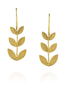 Matte gold finish tri petal hook earrings