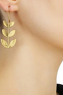 Matte gold finish tri petal hook earrings
