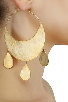 Matte gold finish chand bali hook earrings