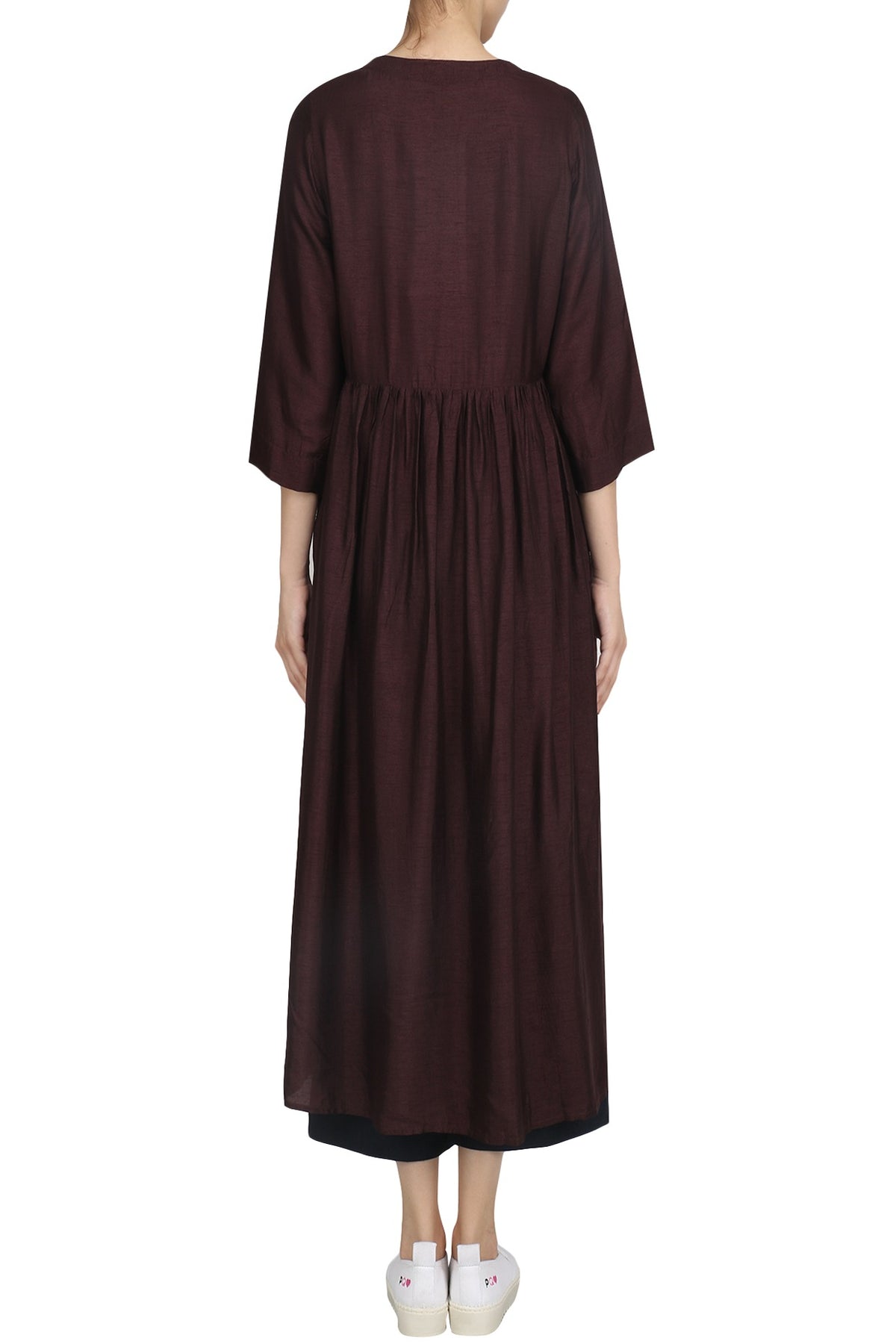 Wine Striped Fringe Dress