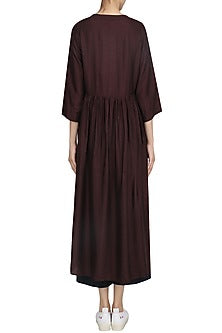 Wine Striped Fringe Dress