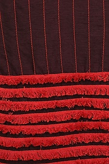 Wine Striped Fringe Dress
