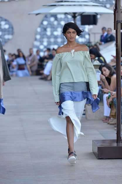 White oversized drawstring blouse