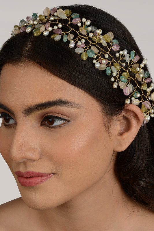 Gold Finish Multi-Colored Hair Chain