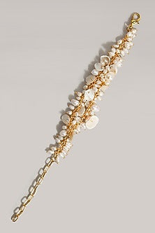 Gold Finish Shell & Pearl Bracelet
