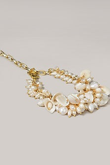 Gold Finish Shell & Pearl Bracelet