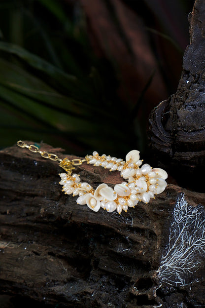 Gold Finish Shell & Pearl Bracelet
