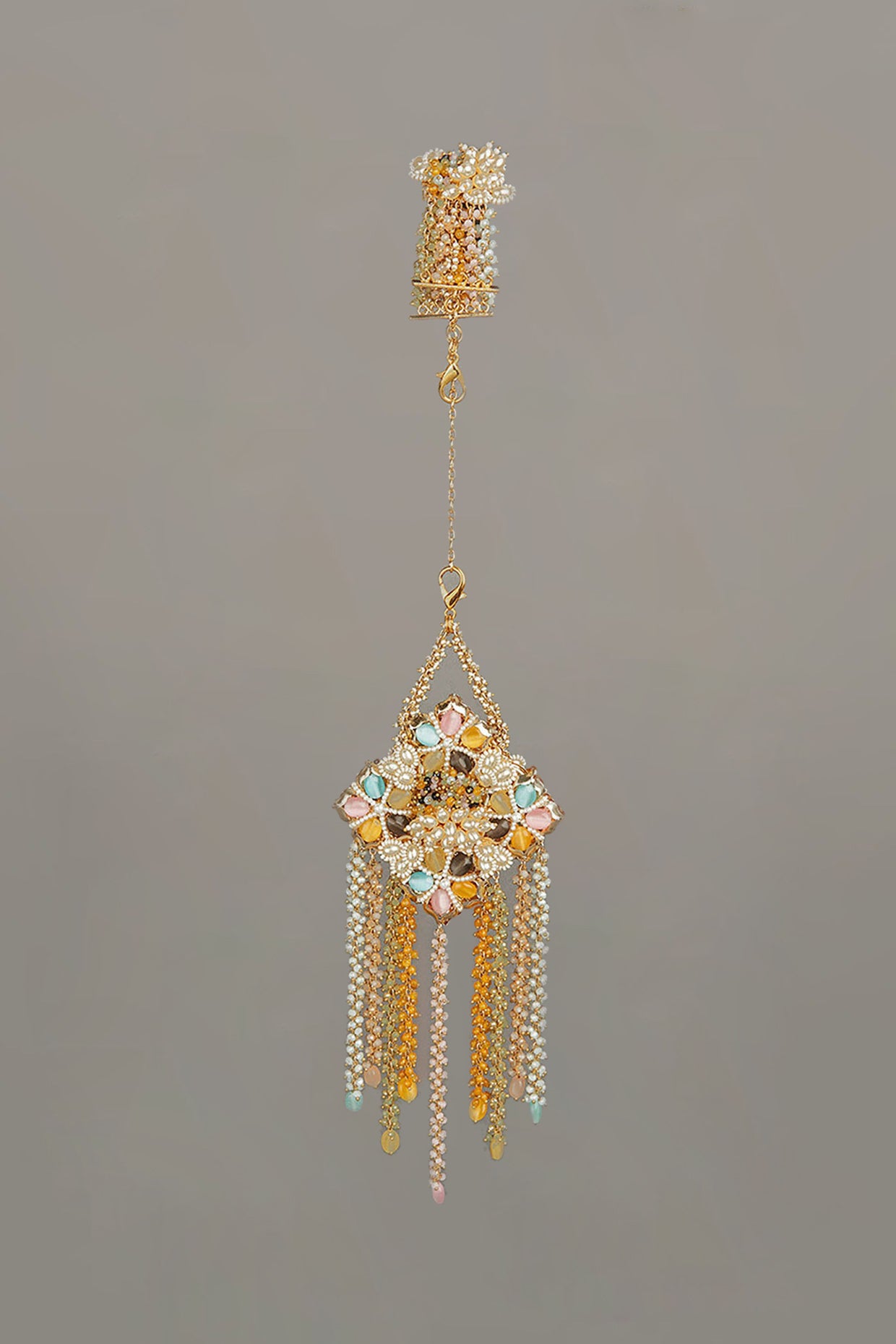 Gold Finish Semi-Precious Stone Kaleera (Set Of 1)