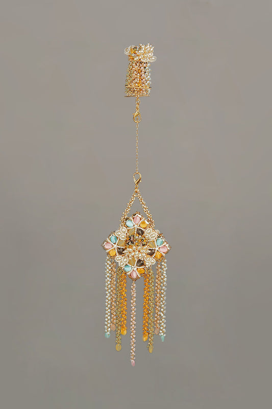 Gold Finish Semi-Precious Stone Kaleera (Set Of 1)