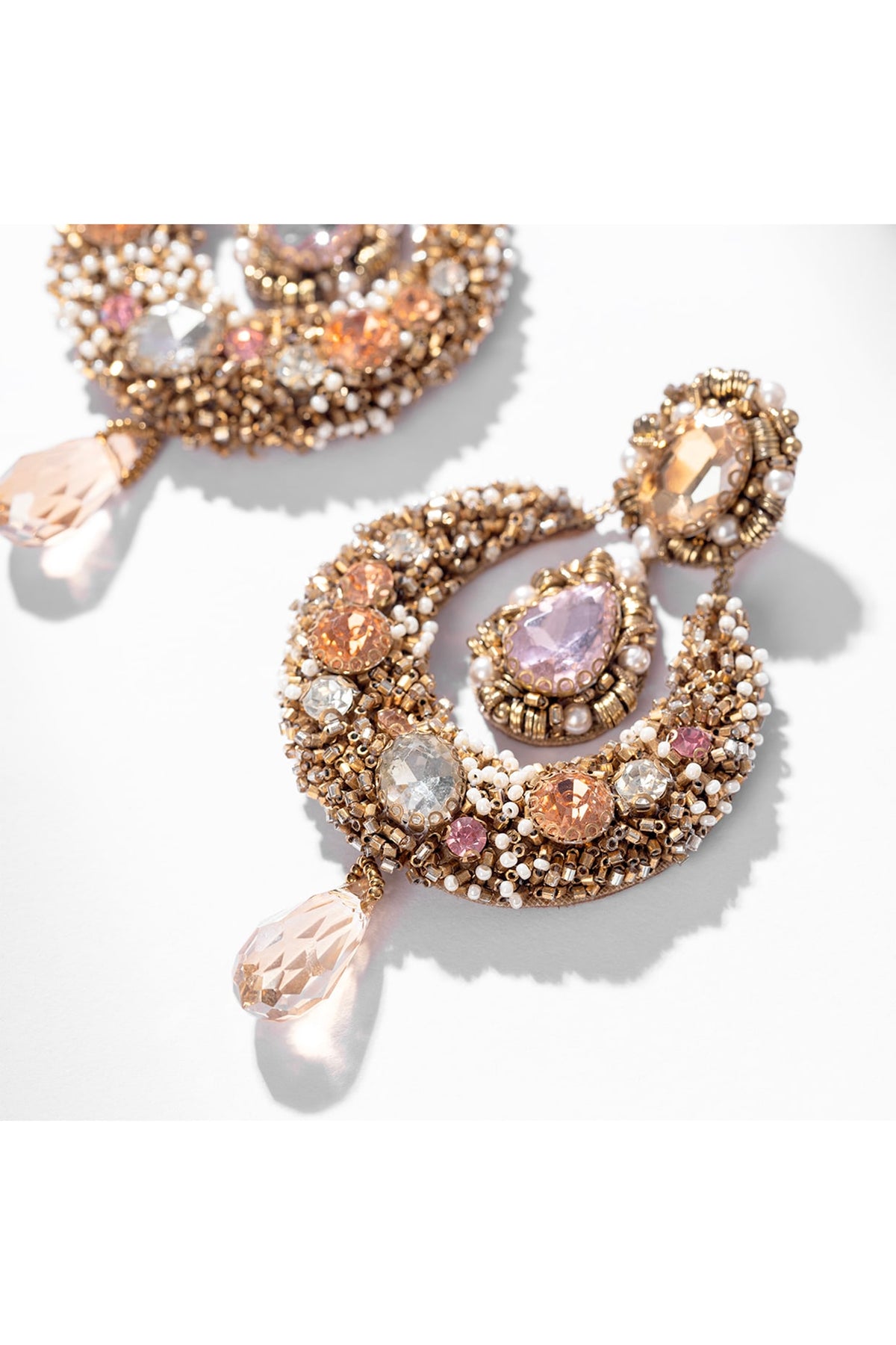 Multi-Colored Glass Beaded & Glass Crystal Dangler Earrings