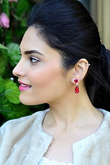 Gold Finish Ruby Stud Earrings