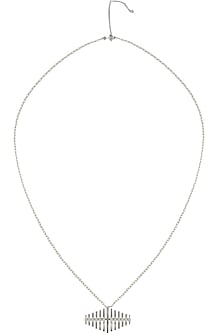 Silver Finish " Teevra" Vertical Bar Pendant Drop Long Necklace