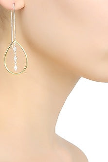 Gold Plated Handcrafted Tear Drop "Tabli" Thread Earrings