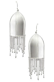 Silver Finish "Anila" Textured Dome Fringe Drop Danglers