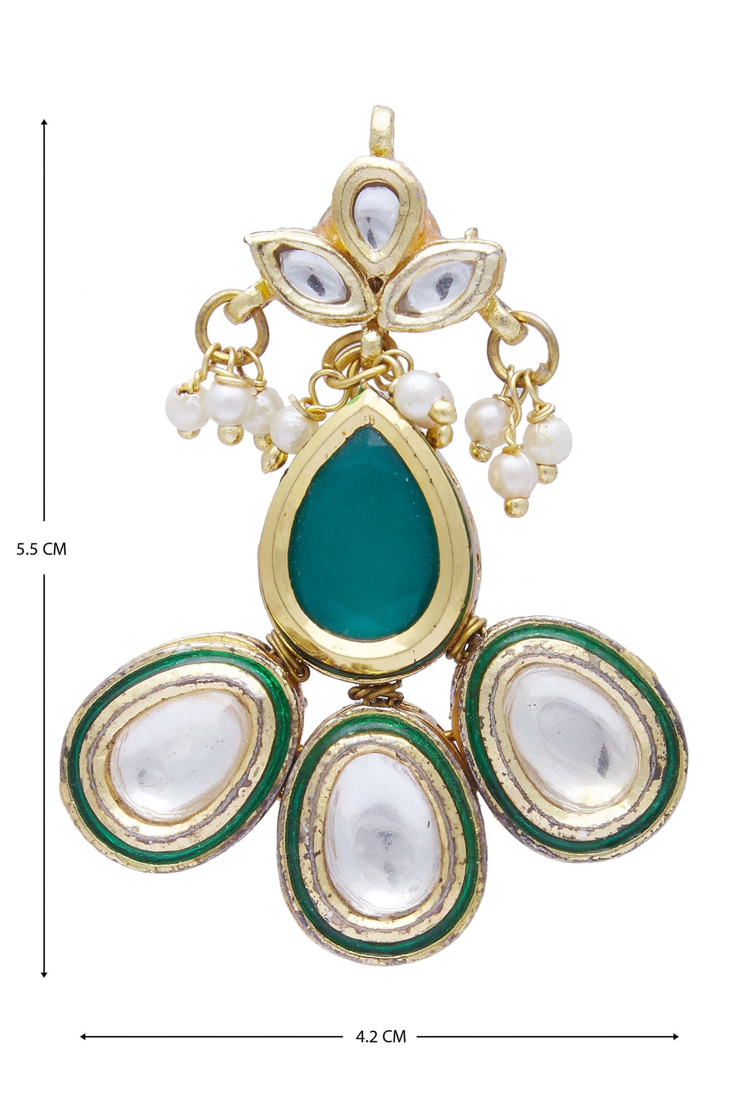 Gold Kundan Polki Stone Stud Earrings 