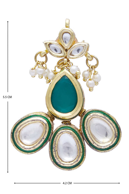 Gold Kundan Polki Stone Stud Earrings 