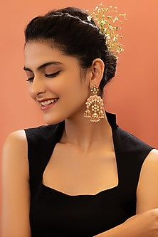 Gold Plated Enameled Jhumka Earrings