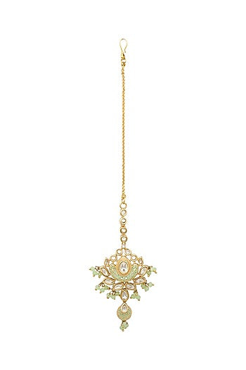 Gold Plated Maang Tikka With Beads