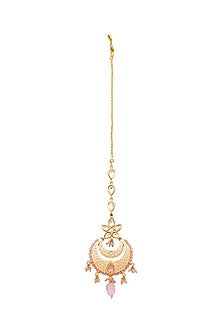 Gold Plated Maang Tikka With Ruby