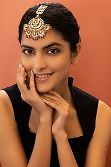 Gold Plated Moissanite Polki Maang Tikka