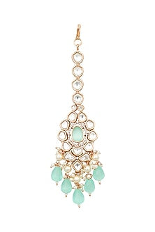Gold Plated Maang Tikka With Mint Drops