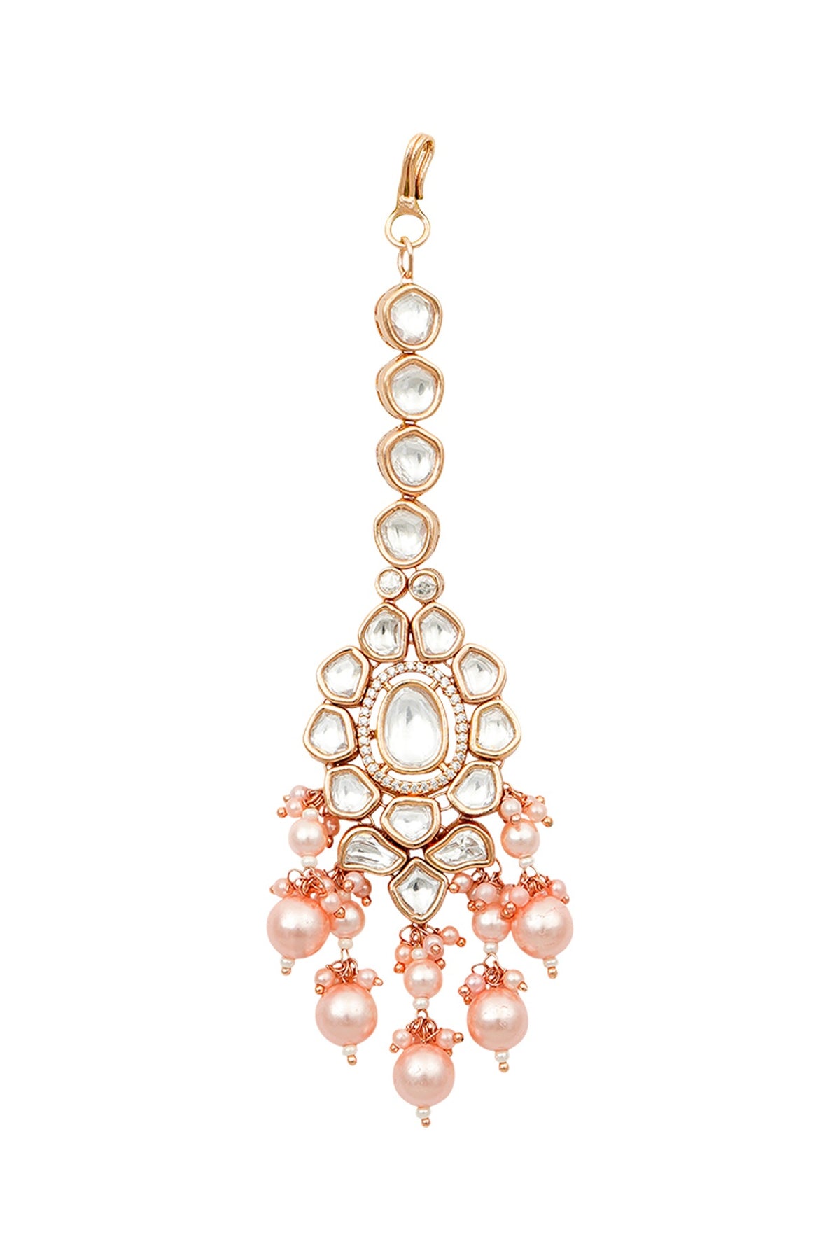 Gold Plated Maang Tikka With Pearl Drops