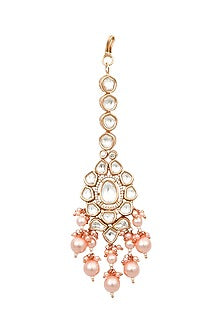 Gold Plated Maang Tikka With Pearl Drops