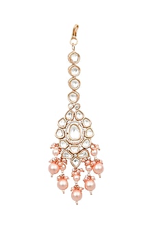 Gold Plated Maang Tikka With Pearl Drops