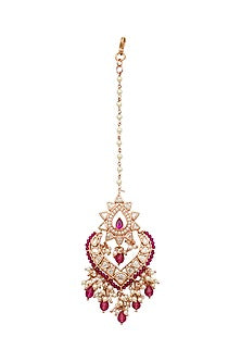 Gold Plated Maang Tikka With Ruby