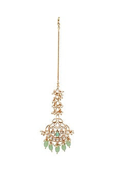 Gold Plated Maang Tikka With Moissanite Polki